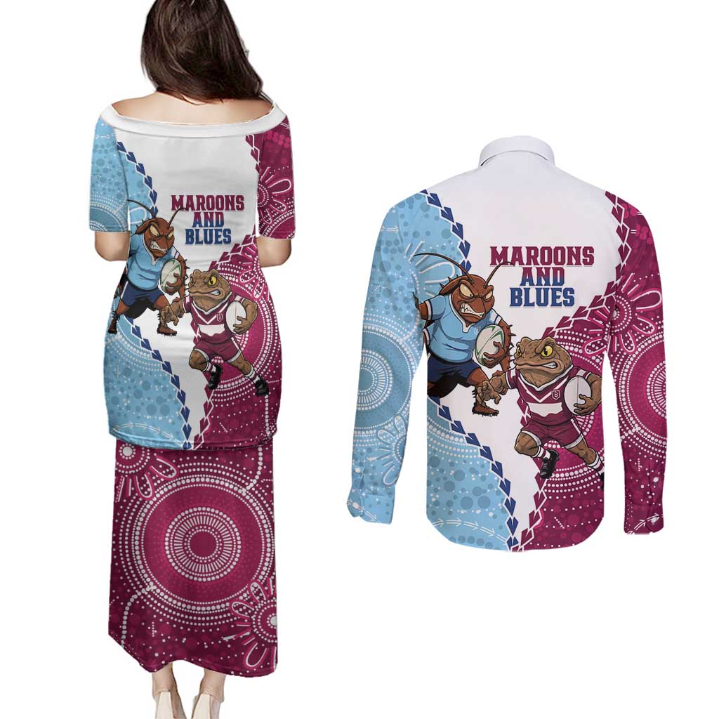 QLD Maroons and NSW Blues 2025 Couples Matching Puletasi and Long Sleeve Button Shirt Come On Together
