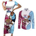 QLD Maroons and NSW Blues 2025 Couples Matching Short Sleeve Bodycon Dress and Long Sleeve Button Shirt Come On Together