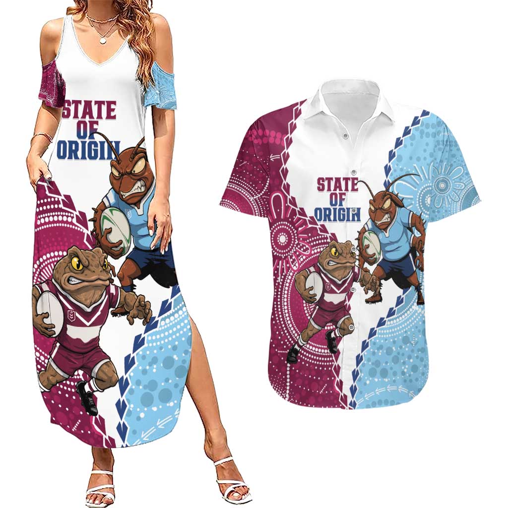 QLD Maroons and NSW Blues 2025 Couples Matching Summer Maxi Dress and Hawaiian Shirt Come On Together