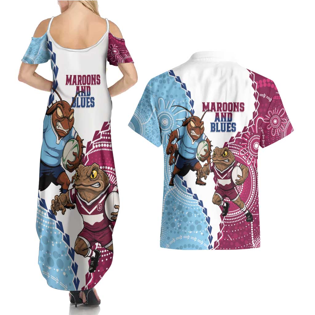 QLD Maroons and NSW Blues 2025 Couples Matching Summer Maxi Dress and Hawaiian Shirt Come On Together