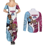 QLD Maroons and NSW Blues 2025 Couples Matching Summer Maxi Dress and Long Sleeve Button Shirt Come On Together