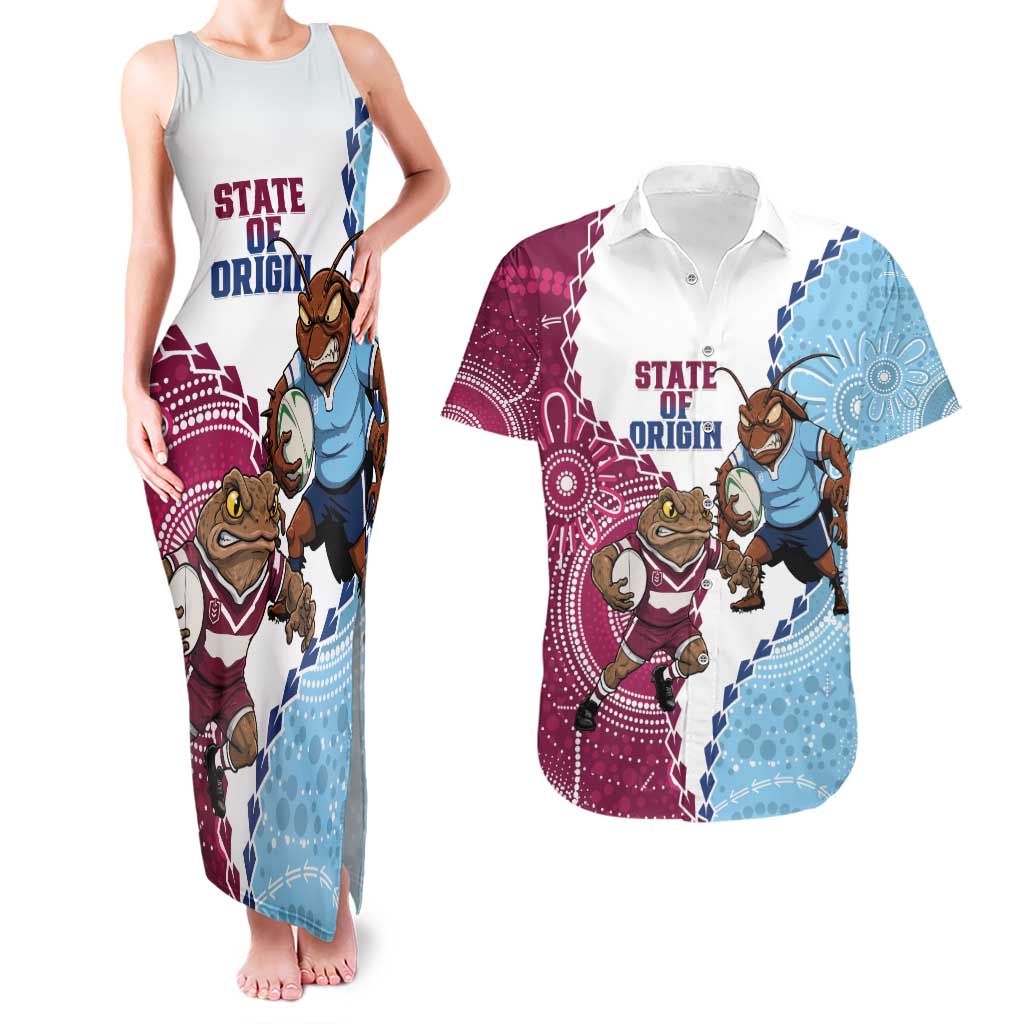 QLD Maroons and NSW Blues 2025 Couples Matching Tank Maxi Dress and Hawaiian Shirt Come On Together