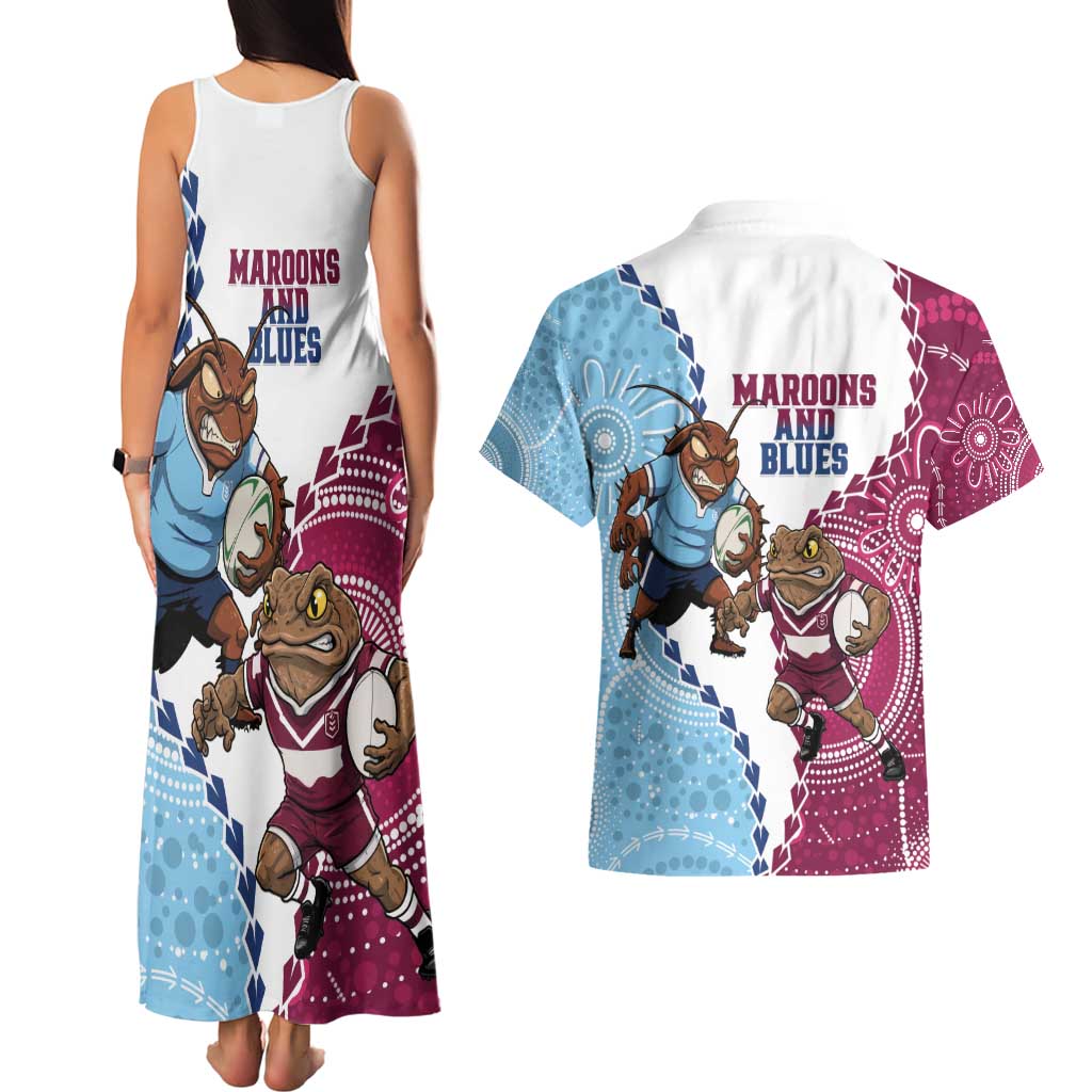 QLD Maroons and NSW Blues 2025 Couples Matching Tank Maxi Dress and Hawaiian Shirt Come On Together