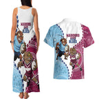 QLD Maroons and NSW Blues 2025 Couples Matching Tank Maxi Dress and Hawaiian Shirt Come On Together