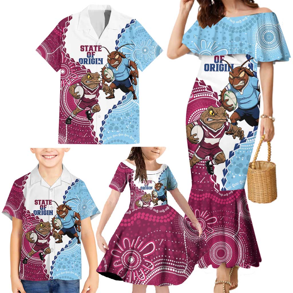 QLD Maroons and NSW Blues 2025 Family Matching Mermaid Dress and Hawaiian Shirt Come On Together