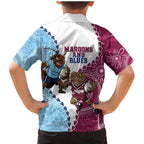 QLD Maroons and NSW Blues 2025 Family Matching Mermaid Dress and Hawaiian Shirt Come On Together