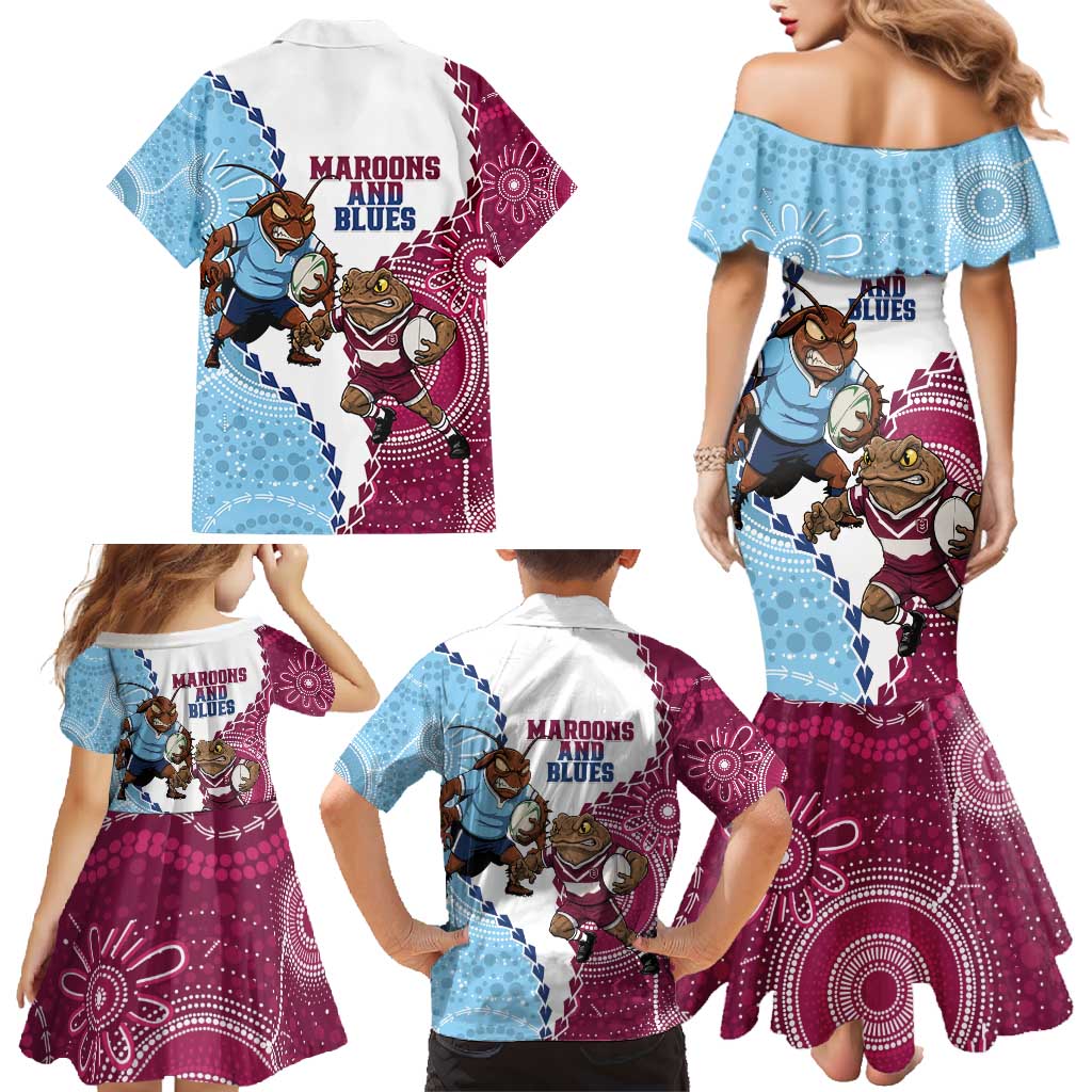 QLD Maroons and NSW Blues 2025 Family Matching Mermaid Dress and Hawaiian Shirt Come On Together