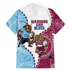 QLD Maroons and NSW Blues 2025 Family Matching Off The Shoulder Long Sleeve Dress and Hawaiian Shirt Come On Together