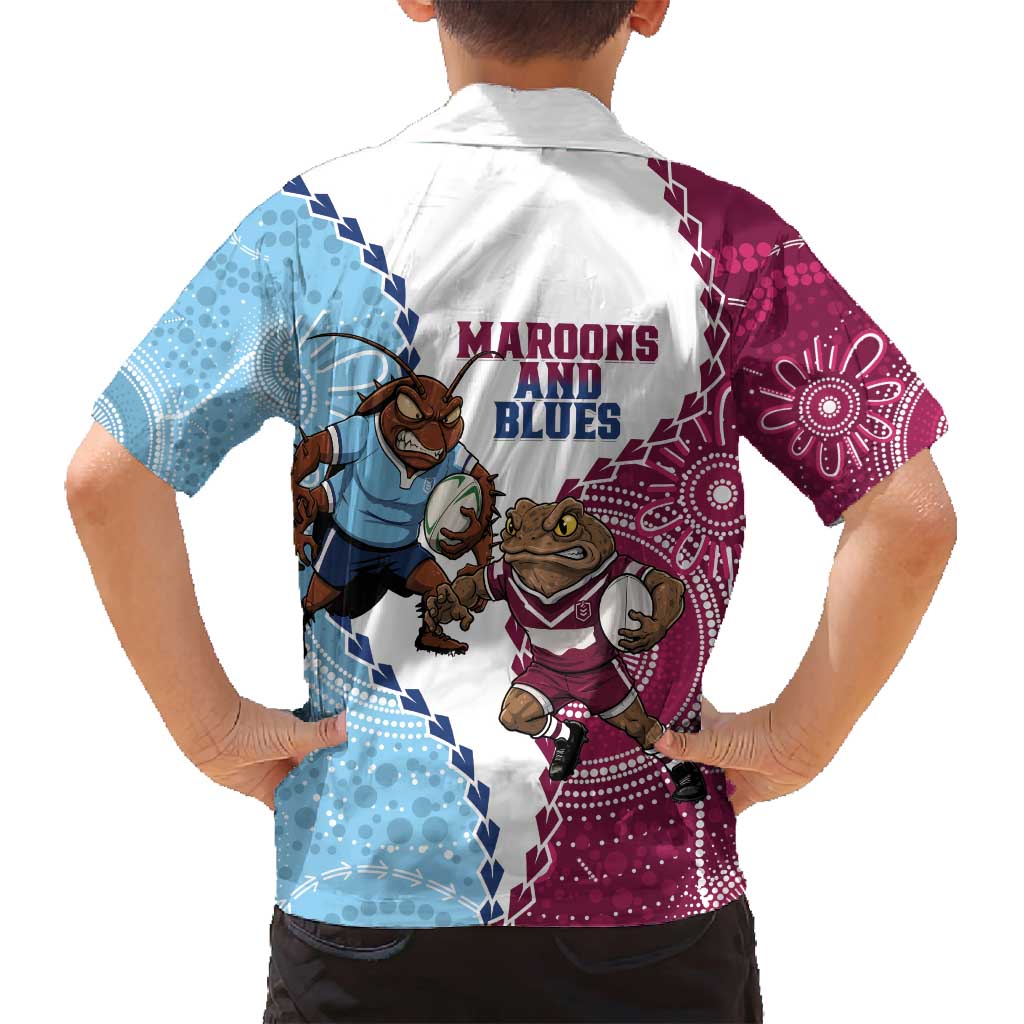 QLD Maroons and NSW Blues 2025 Family Matching Off Shoulder Maxi Dress and Hawaiian Shirt Come On Together