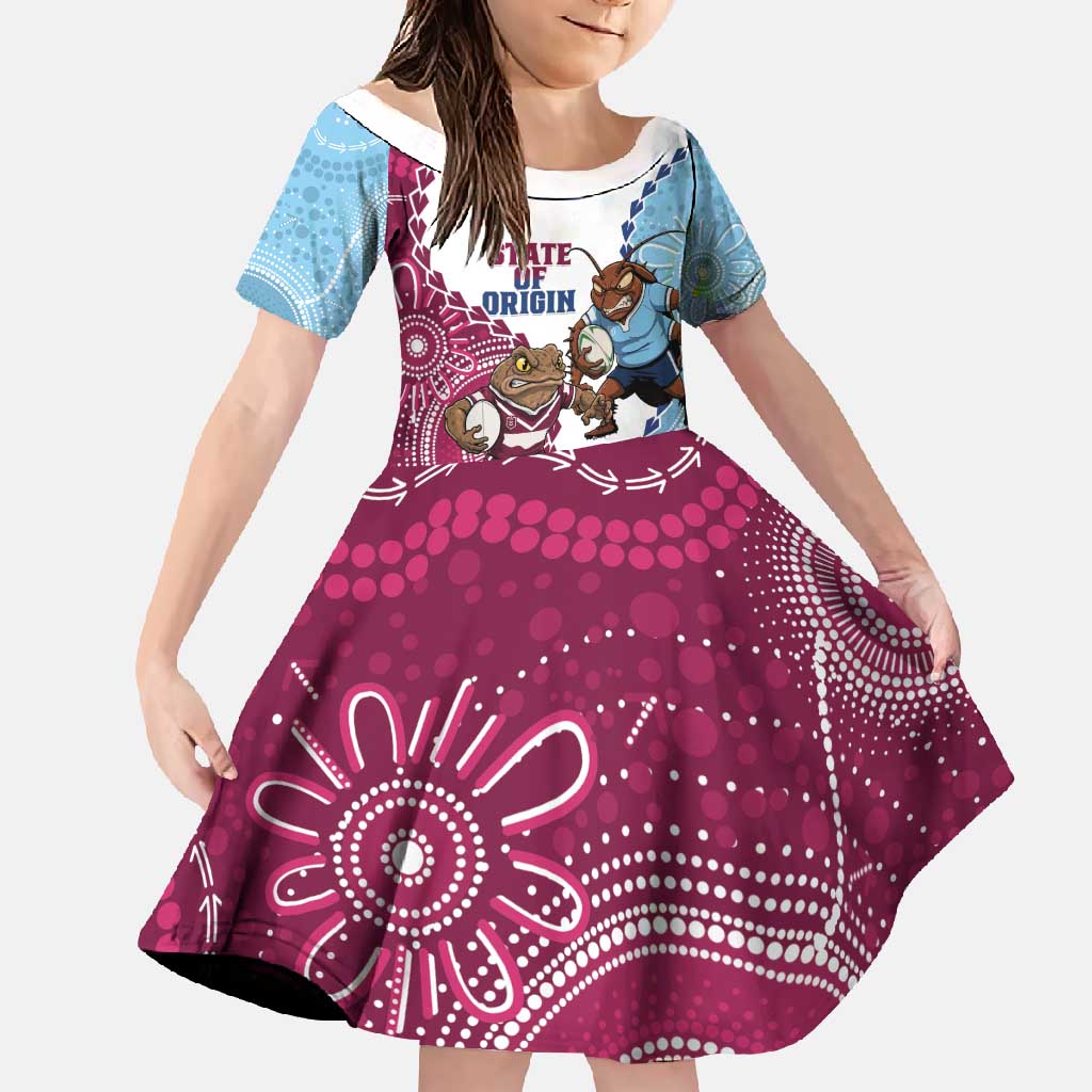 QLD Maroons and NSW Blues 2025 Family Matching Off Shoulder Maxi Dress and Hawaiian Shirt Come On Together