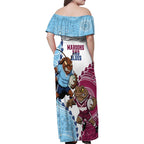QLD Maroons and NSW Blues 2025 Family Matching Off Shoulder Maxi Dress and Hawaiian Shirt Come On Together
