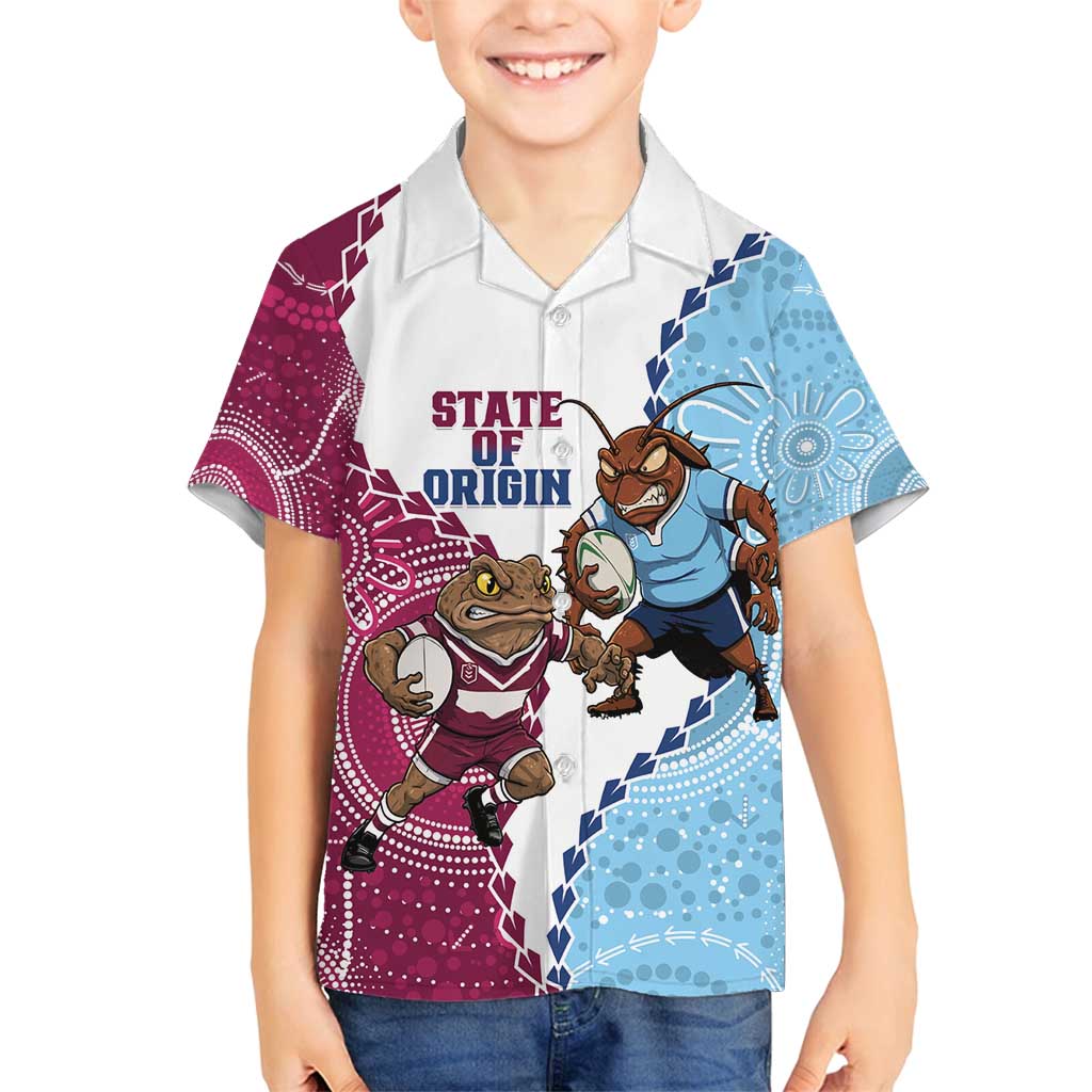 QLD Maroons and NSW Blues 2025 Family Matching Off Shoulder Maxi Dress and Hawaiian Shirt Come On Together
