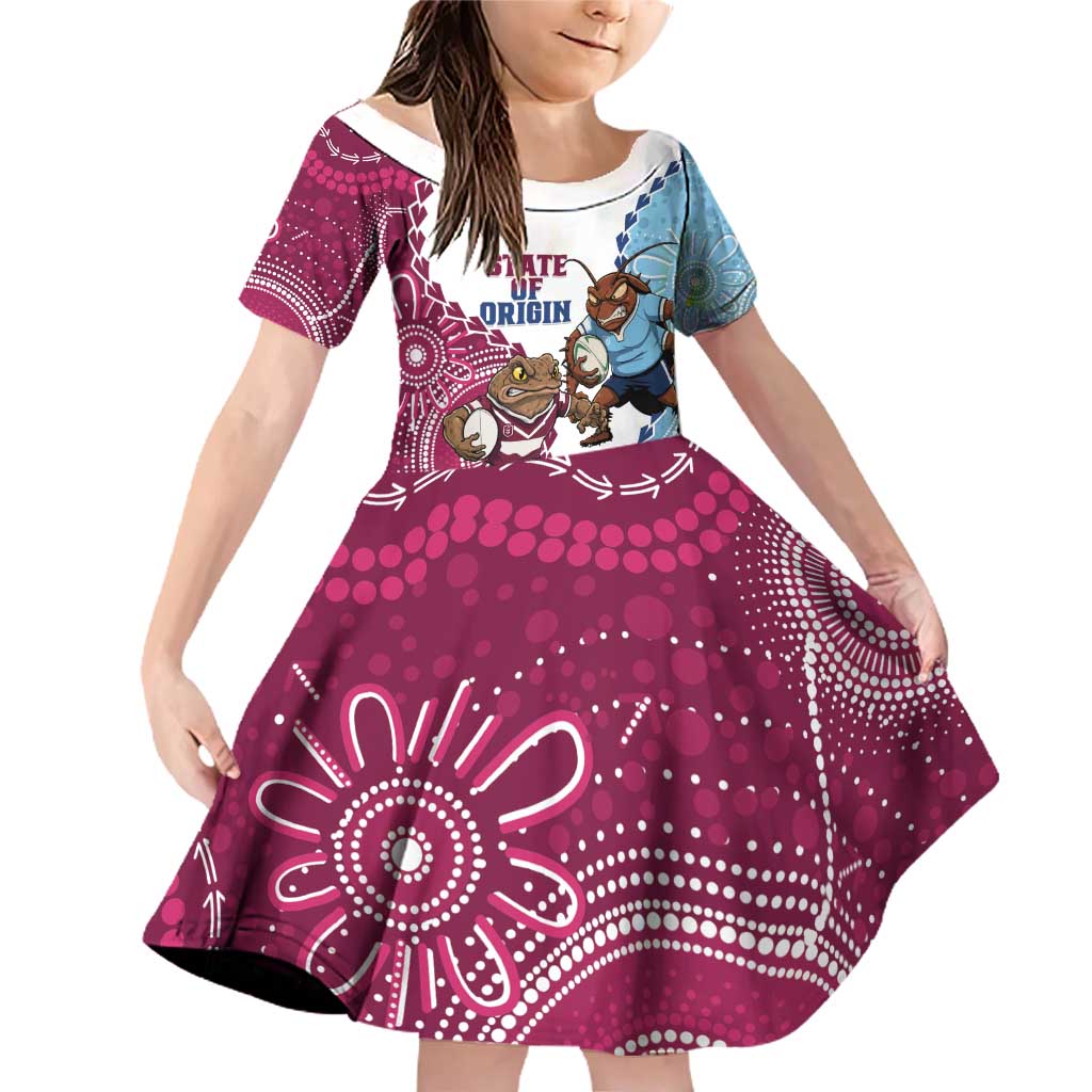 QLD Maroons and NSW Blues 2025 Family Matching Off Shoulder Short Dress and Hawaiian Shirt Come On Together