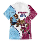 QLD Maroons and NSW Blues 2025 Family Matching Off Shoulder Short Dress and Hawaiian Shirt Come On Together