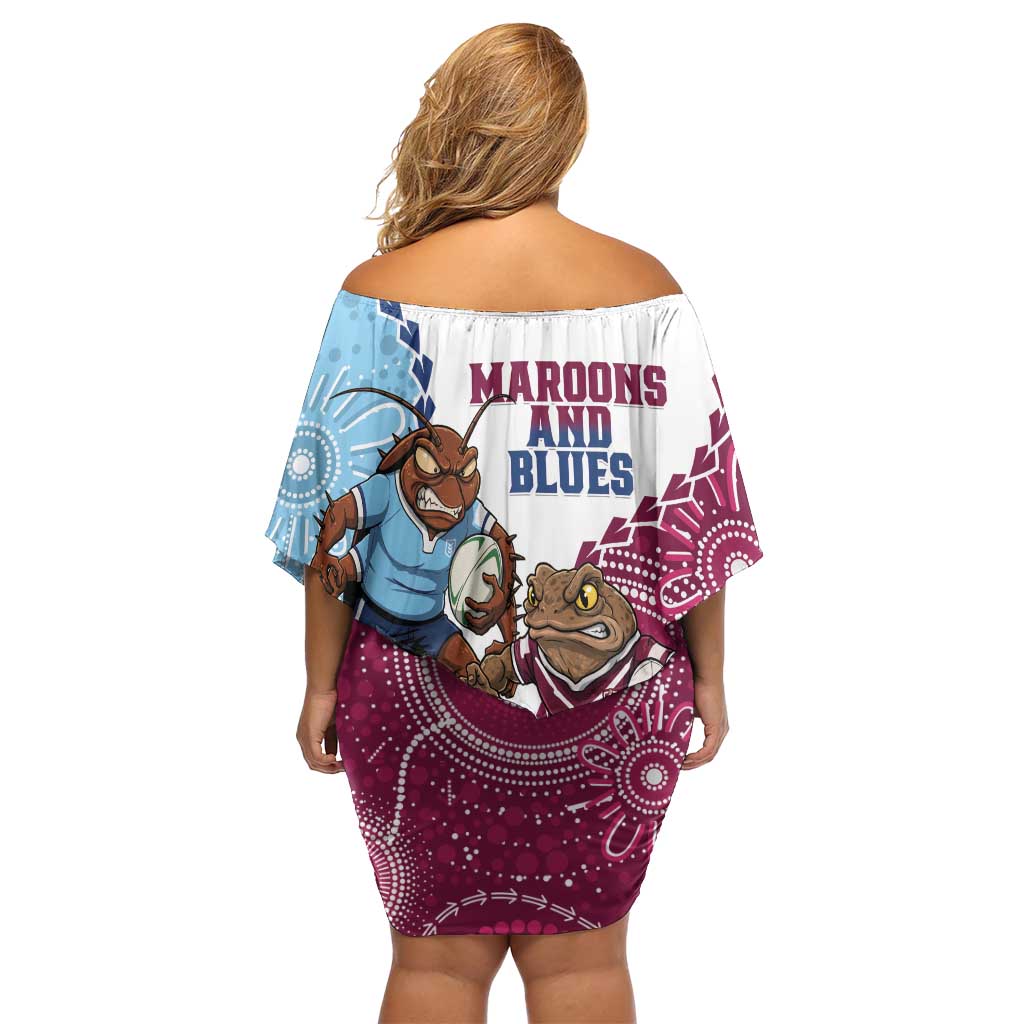 QLD Maroons and NSW Blues 2025 Family Matching Off Shoulder Short Dress and Hawaiian Shirt Come On Together
