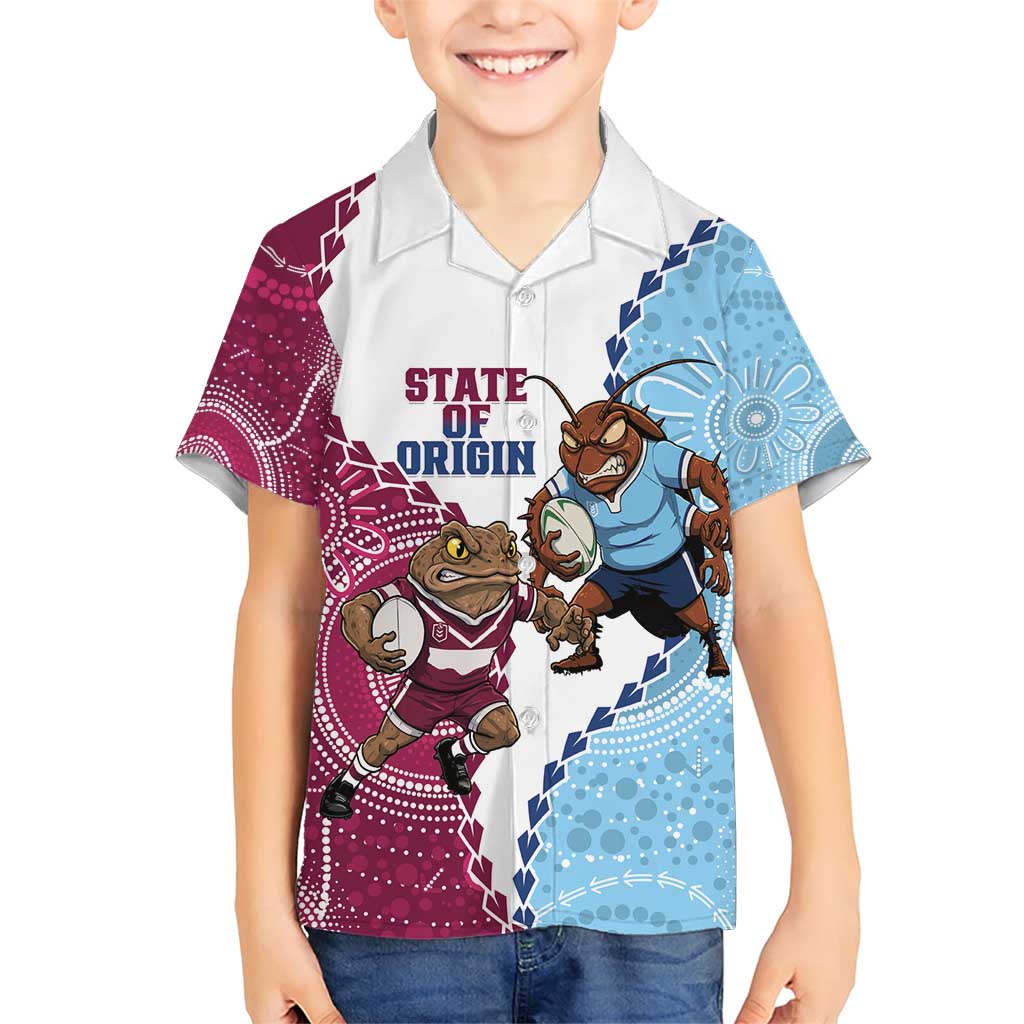 QLD Maroons and NSW Blues 2025 Family Matching Short Sleeve Bodycon Dress and Hawaiian Shirt Come On Together