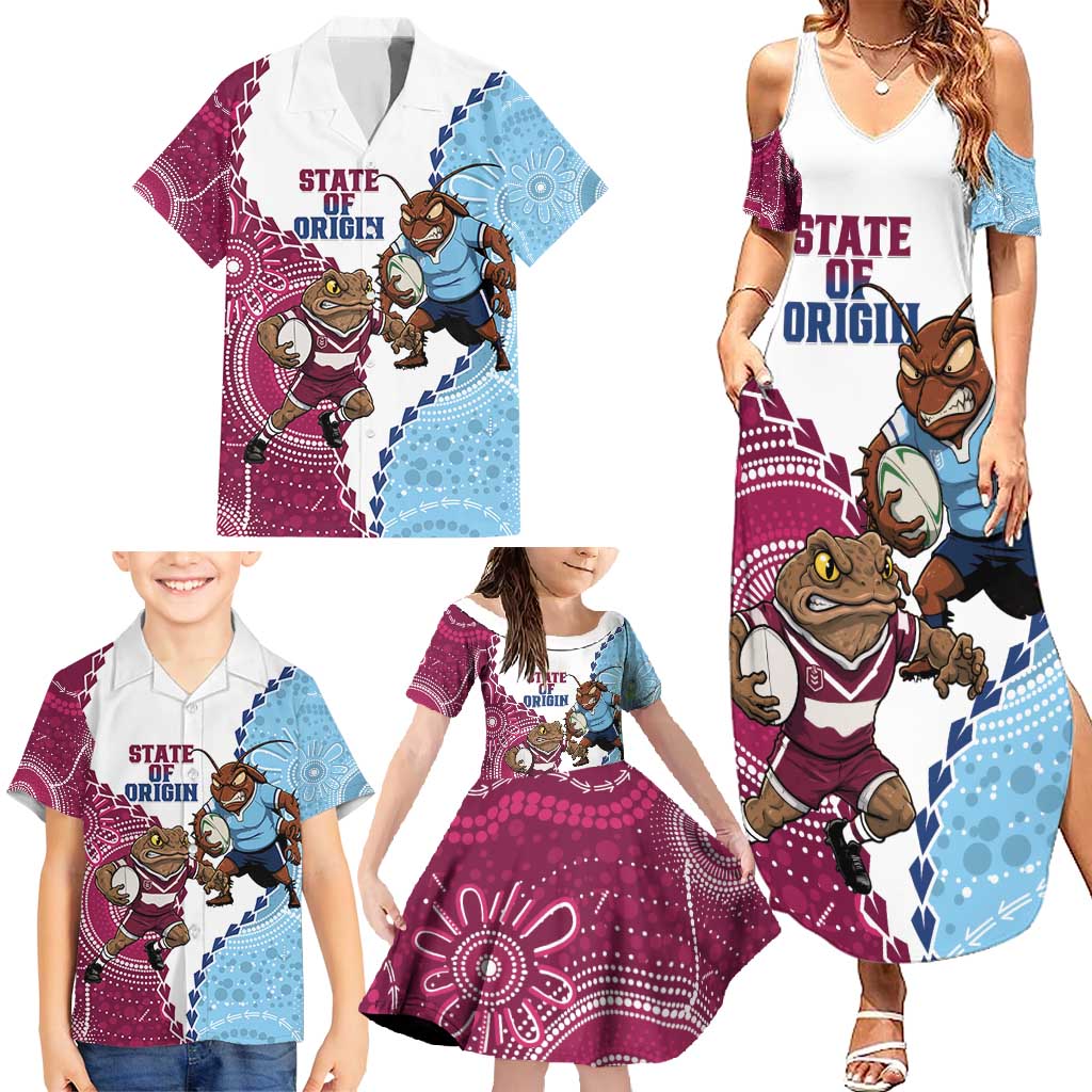 QLD Maroons and NSW Blues 2025 Family Matching Summer Maxi Dress and Hawaiian Shirt Come On Together