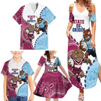 QLD Maroons and NSW Blues 2025 Family Matching Summer Maxi Dress and Hawaiian Shirt Come On Together