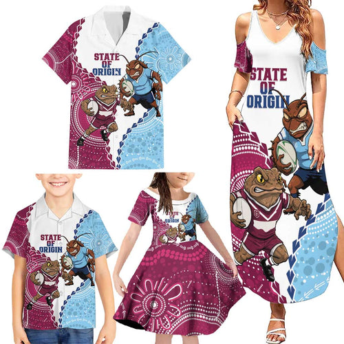 QLD Maroons and NSW Blues 2025 Family Matching Summer Maxi Dress and Hawaiian Shirt Come On Together