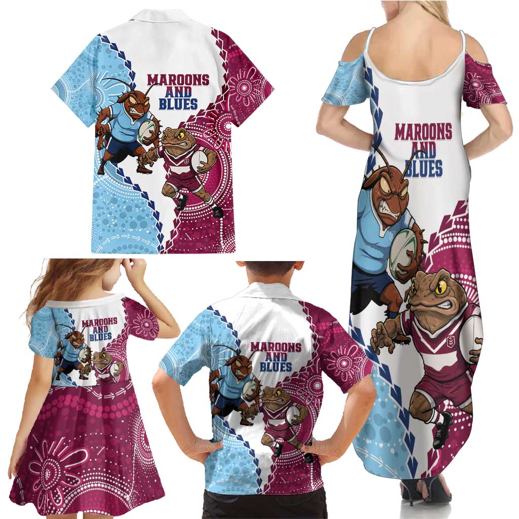 QLD Maroons and NSW Blues 2025 Family Matching Summer Maxi Dress and Hawaiian Shirt Come On Together