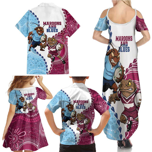 QLD Maroons and NSW Blues 2025 Family Matching Summer Maxi Dress and Hawaiian Shirt Come On Together