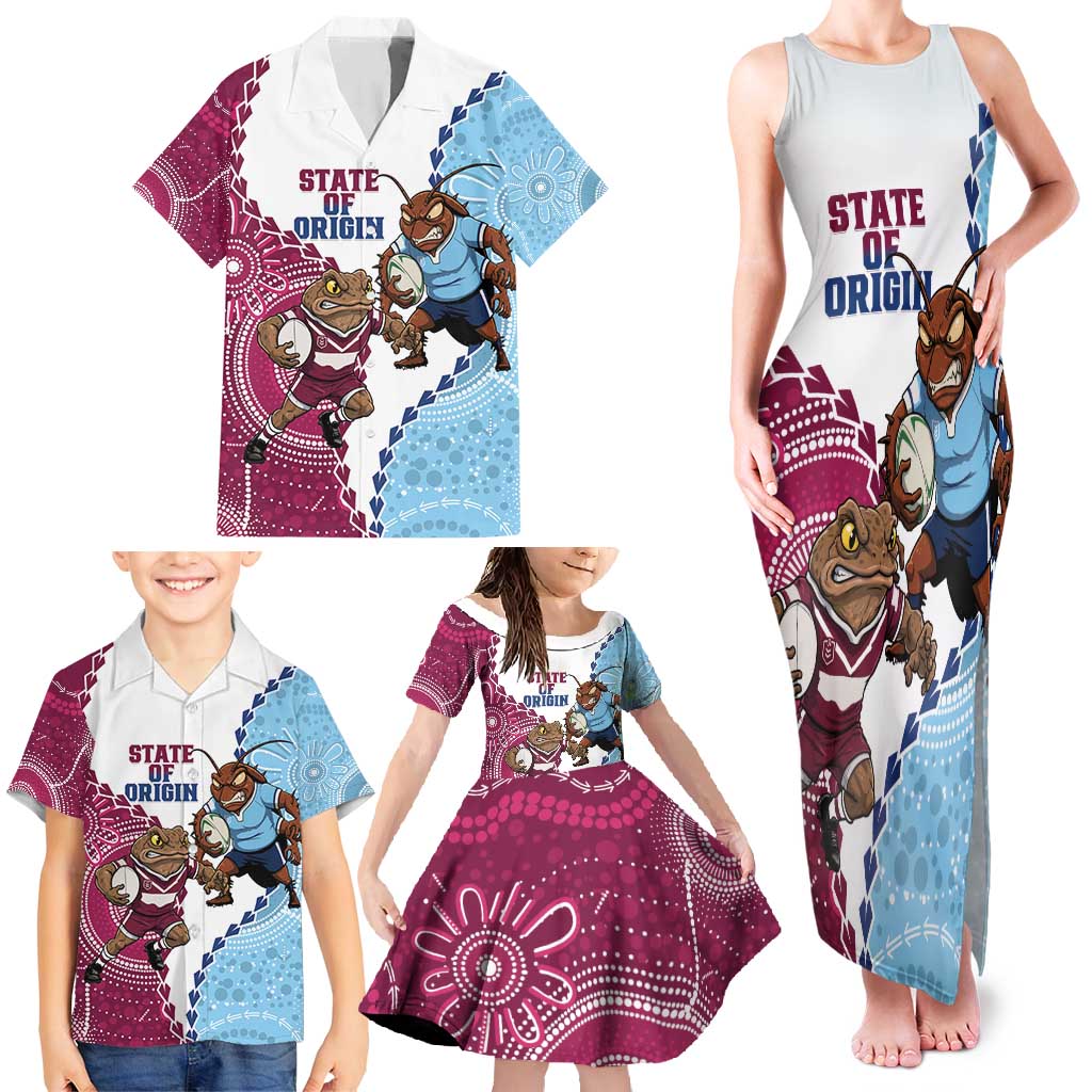 QLD Maroons and NSW Blues 2025 Family Matching Tank Maxi Dress and Hawaiian Shirt Come On Together