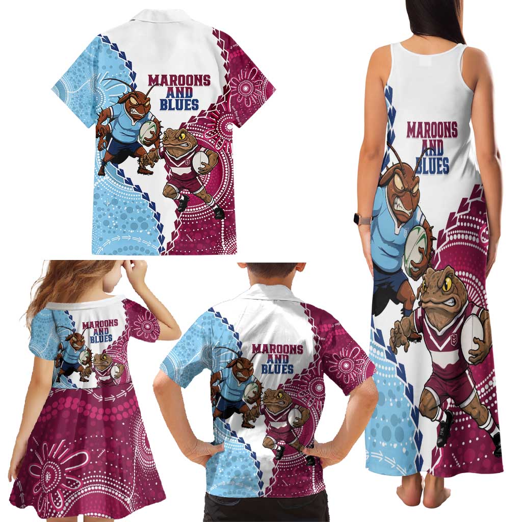 QLD Maroons and NSW Blues 2025 Family Matching Tank Maxi Dress and Hawaiian Shirt Come On Together