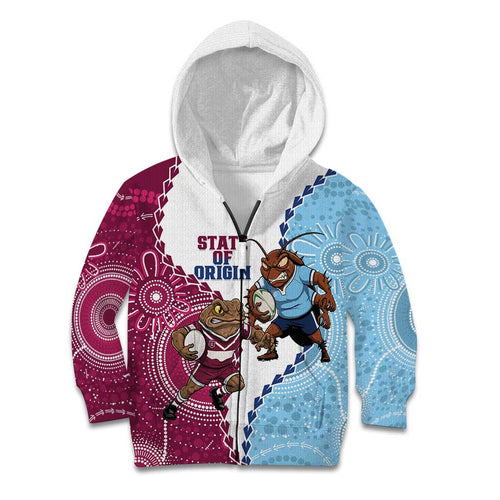 QLD Maroons and NSW Blues 2025 Kid Hoodie Come On Together