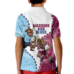QLD Maroons and NSW Blues 2025 Kid Polo Shirt Come On Together