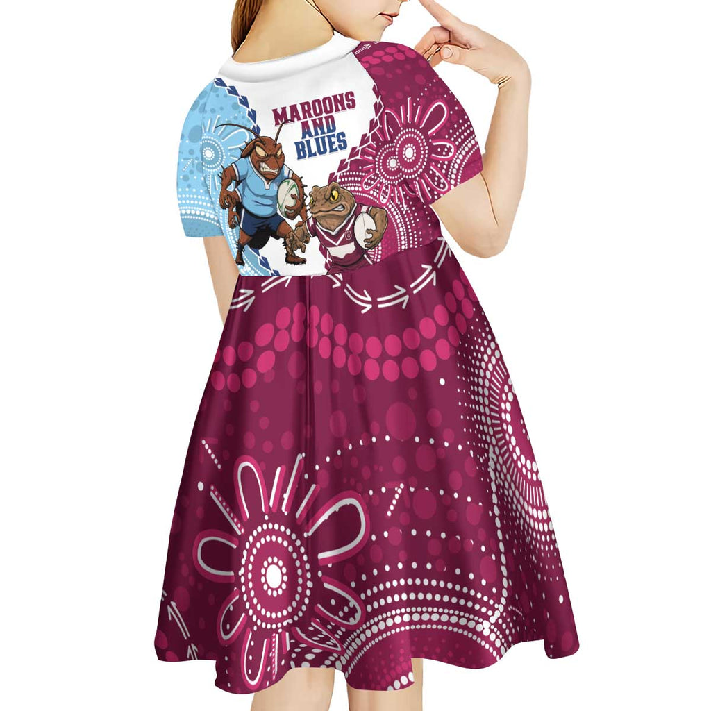 QLD Maroons and NSW Blues 2025 Kid Short Sleeve Dress Come On Together