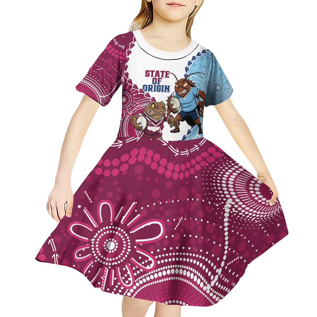 QLD Maroons and NSW Blues 2025 Kid Short Sleeve Dress Come On Together