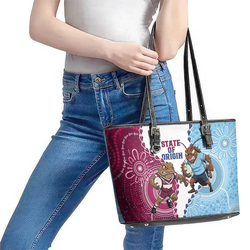 QLD Maroons and NSW Blues 2025 Leather Tote Bag Come On Together