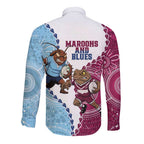 QLD Maroons and NSW Blues 2025 Long Sleeve Button Shirt Come On Together