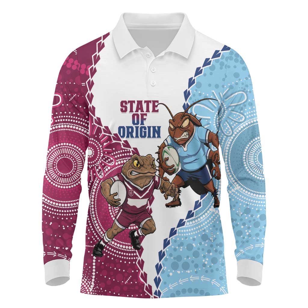QLD Maroons and NSW Blues 2025 Long Sleeve Polo Shirt Come On Together