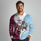 QLD Maroons and NSW Blues 2025 Long Sleeve Polo Shirt Come On Together