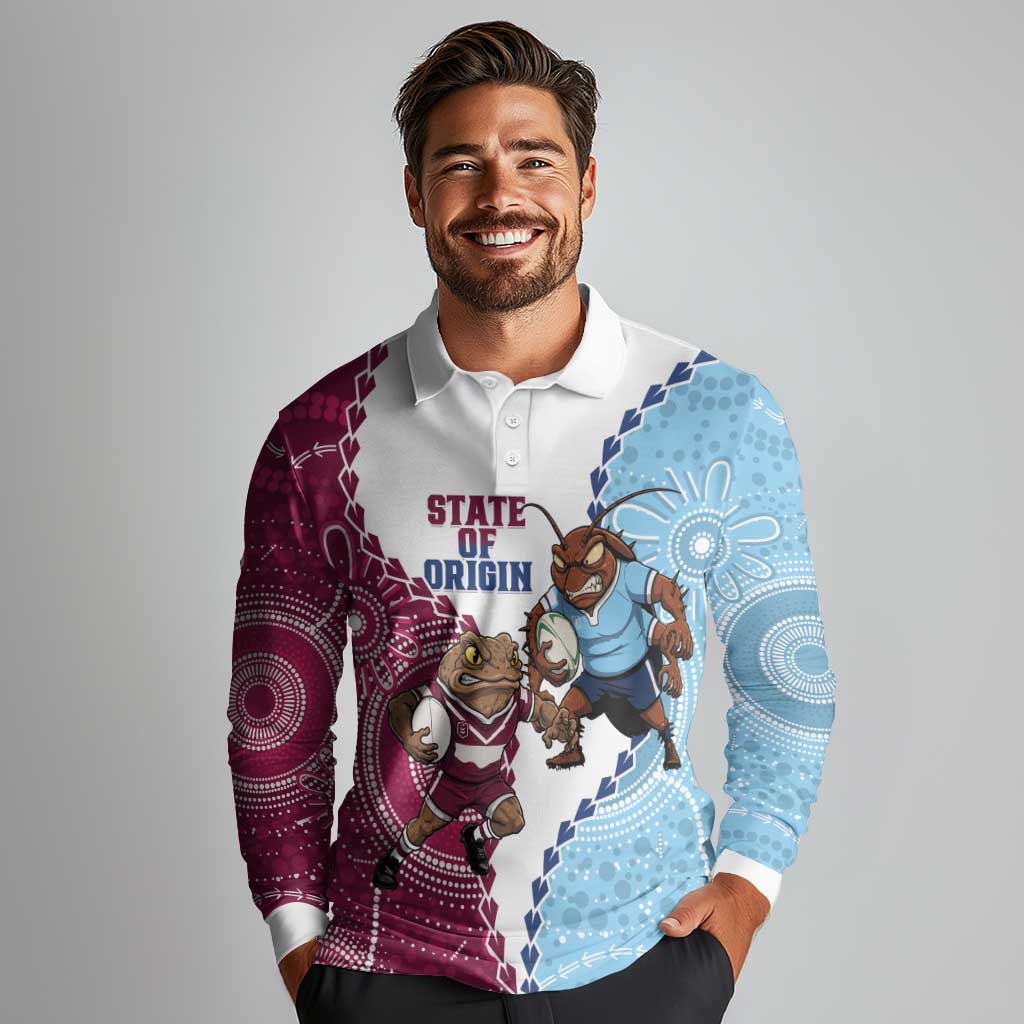 QLD Maroons and NSW Blues 2025 Long Sleeve Polo Shirt Come On Together
