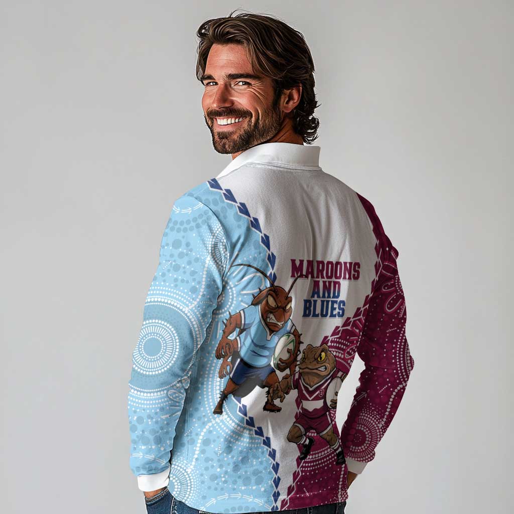 QLD Maroons and NSW Blues 2025 Long Sleeve Polo Shirt Come On Together
