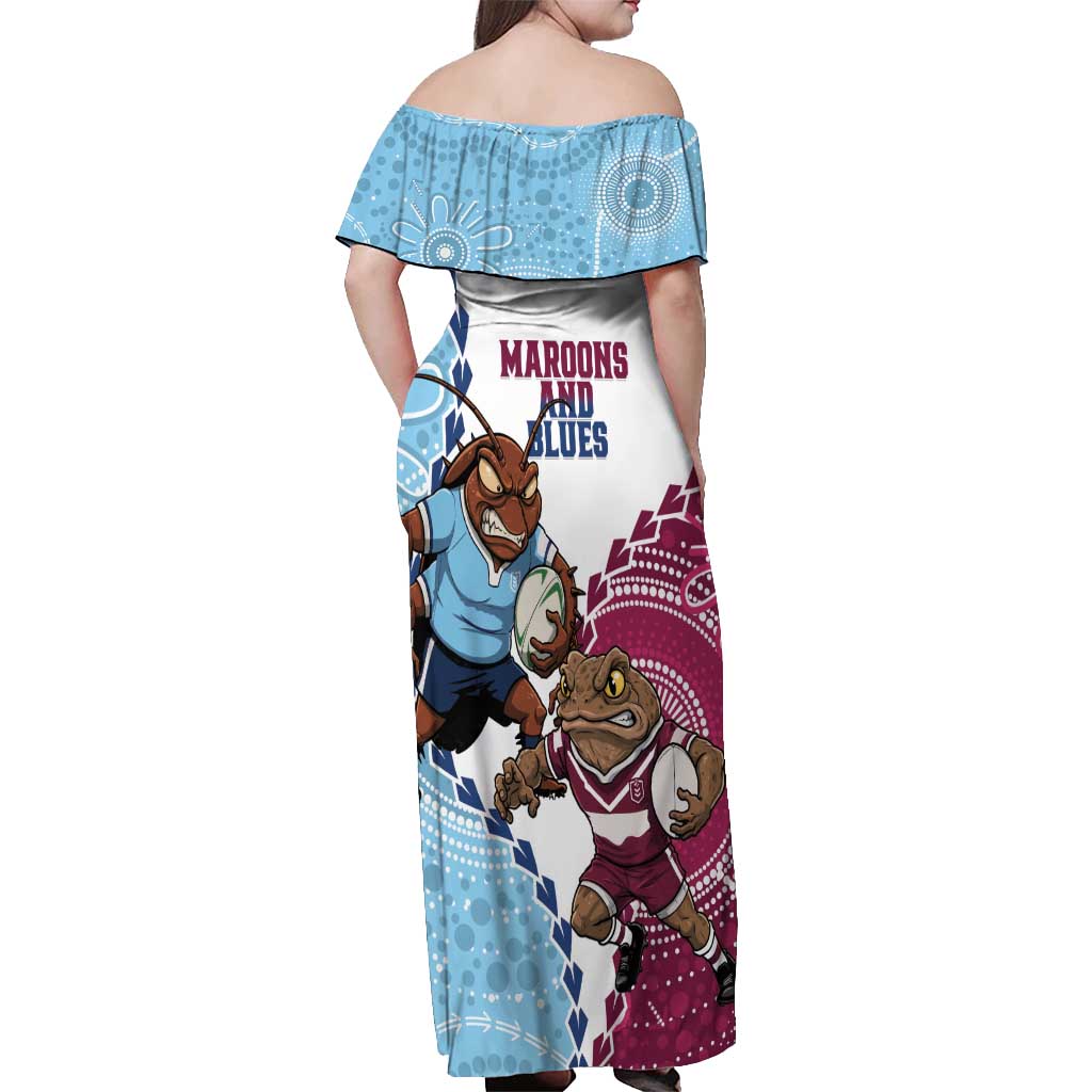 QLD Maroons and NSW Blues 2025 Off Shoulder Maxi Dress Come On Together