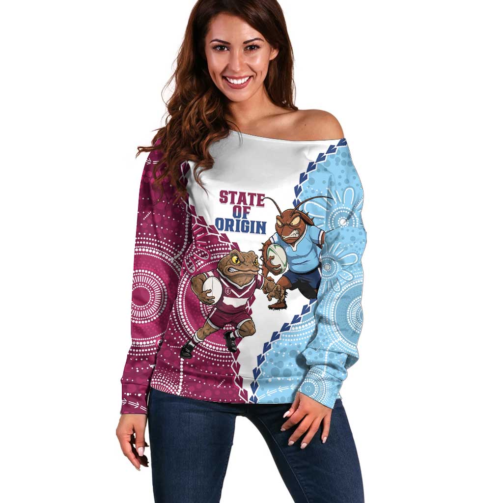 QLD Maroons and NSW Blues 2025 Off Shoulder Sweater Come On Together