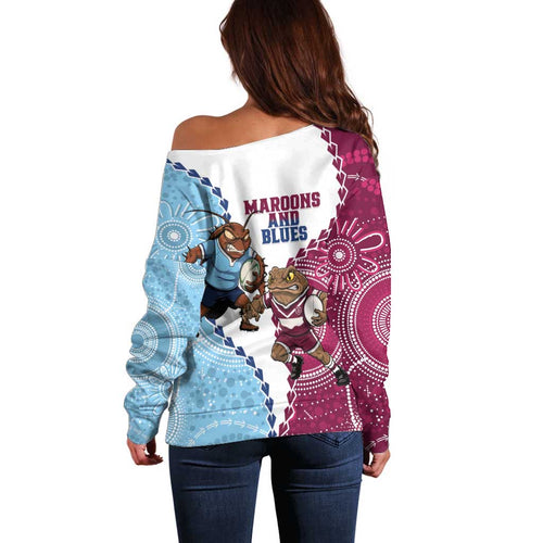 QLD Maroons and NSW Blues 2025 Off Shoulder Sweater Come On Together