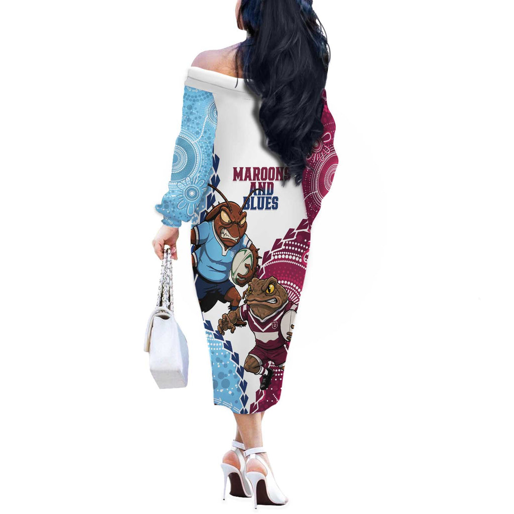 QLD Maroons and NSW Blues 2025 Off The Shoulder Long Sleeve Dress Come On Together
