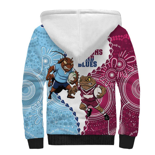 QLD Maroons and NSW Blues 2025 Sherpa Hoodie Come On Together