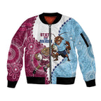 QLD Maroons and NSW Blues 2025 Sleeve Zip Bomber Jacket Come On Together