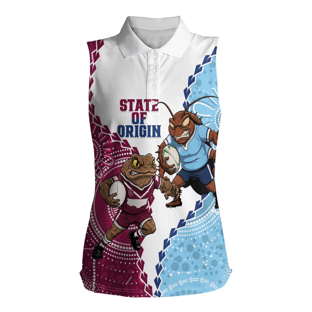 QLD Maroons and NSW Blues 2025 Women Sleeveless Polo Shirt Come On Together