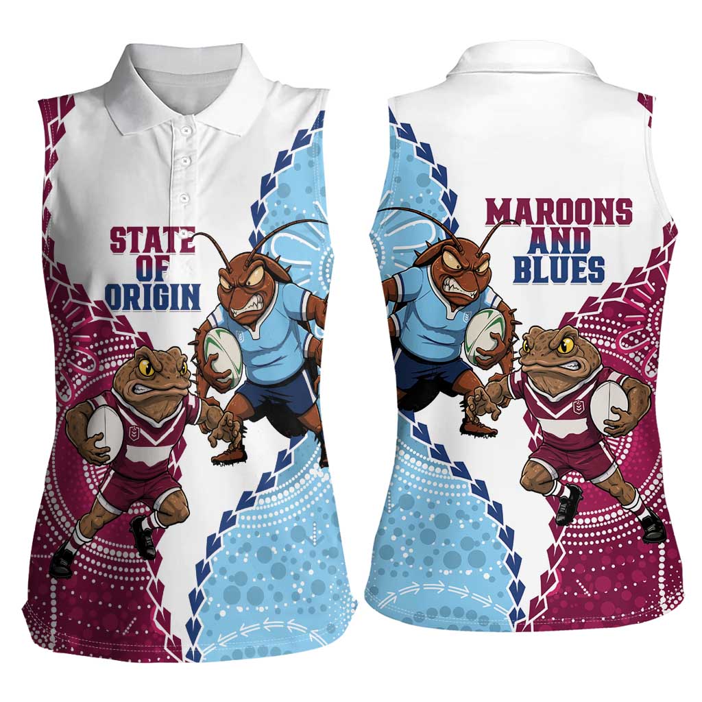 QLD Maroons and NSW Blues 2025 Women Sleeveless Polo Shirt Come On Together