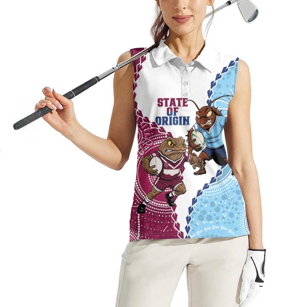QLD Maroons and NSW Blues 2025 Women Sleeveless Polo Shirt Come On Together