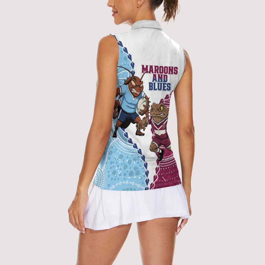 QLD Maroons and NSW Blues 2025 Women Sleeveless Polo Shirt Come On Together
