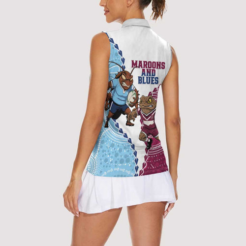 QLD Maroons and NSW Blues 2025 Women Sleeveless Polo Shirt Come On Together