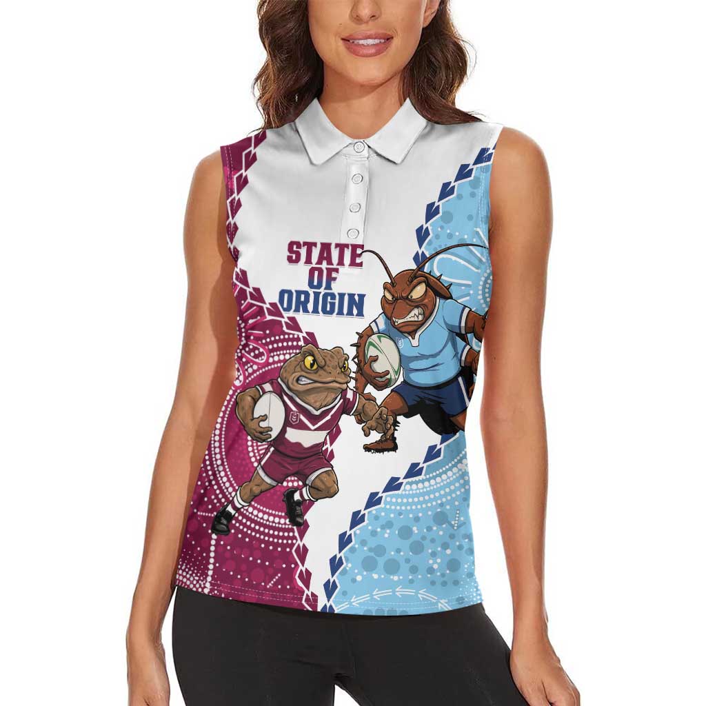 QLD Maroons and NSW Blues 2025 Women Sleeveless Polo Shirt Come On Together