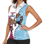 QLD Maroons and NSW Blues 2025 Women Sleeveless Polo Shirt Come On Together
